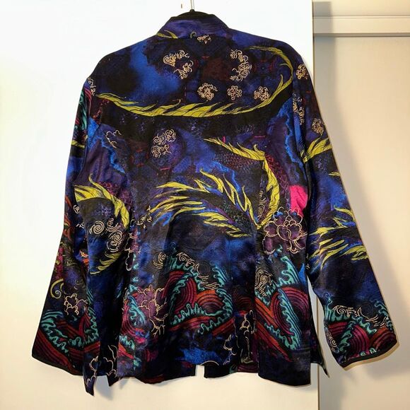 Chicos Size 3 (XL) Silk Women’s Colorful Asian Inspired Blazer Jacket EUC - Picture 4 of 11